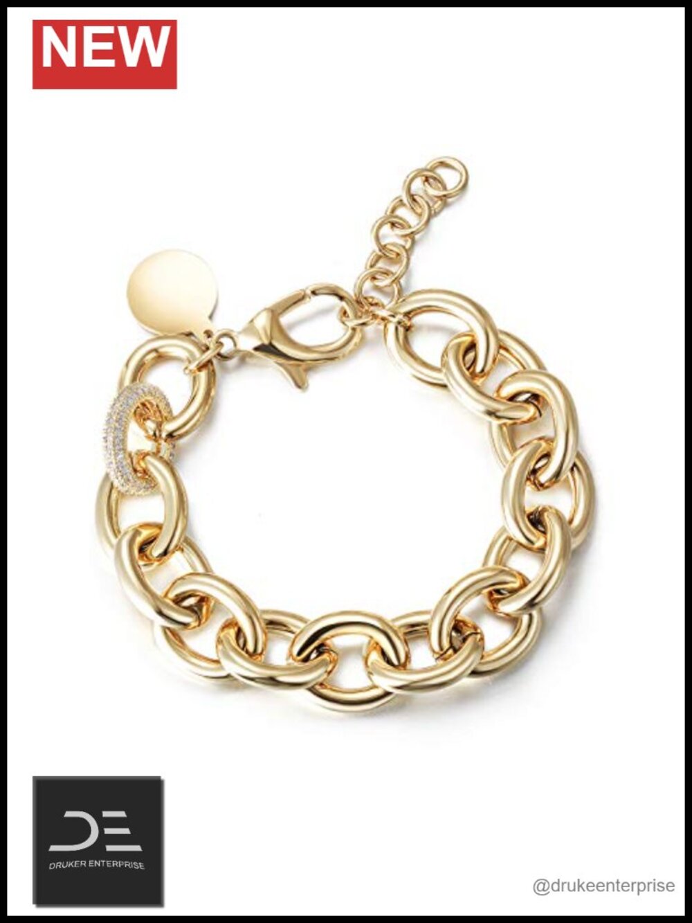 14K Gold Plated Link Chain Bracelet Women Dainty Beaded Stackable